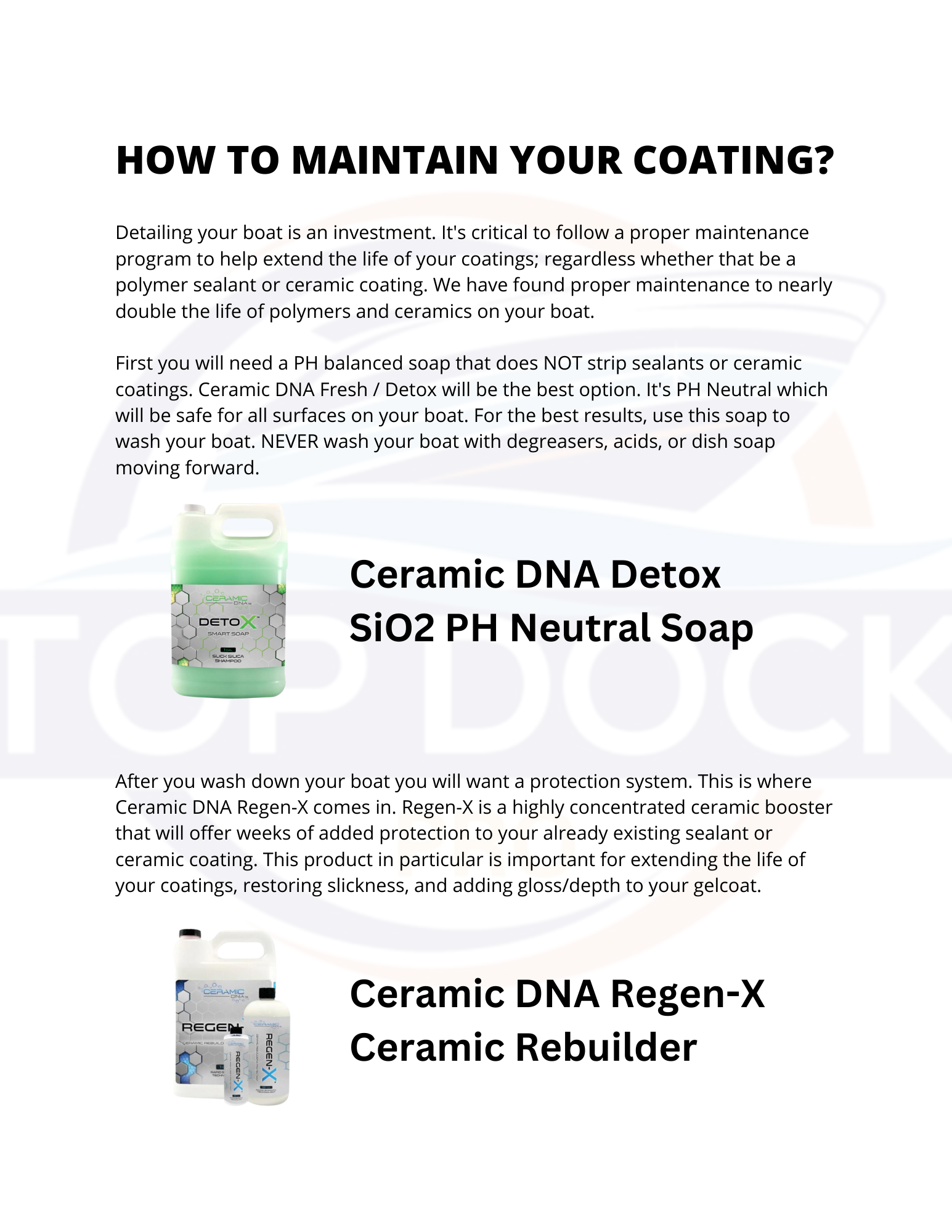 Washing Maintenance Program - Top Dock Pro