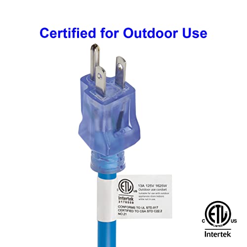 Clear Power 15 ft Extreme Cold Weather Outdoor Extension Cord Blue