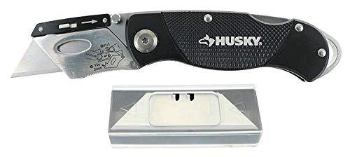 Husky Folding Utility Knife w/ 10 Disposable Blades Included (Colors V