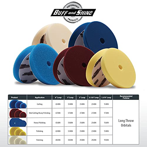 Buff and Shine Foam Maroon Heavy Polishing Pad 1, 2, 3, 5, & 6 Inch Pads