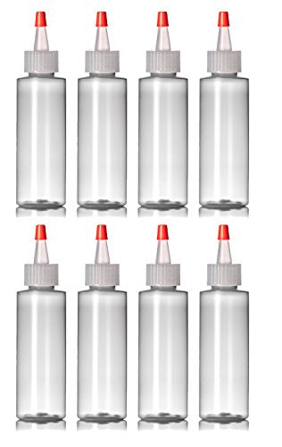 8-Pack of 4 Oz Plastic Small Squeeze Bottles and Caps
