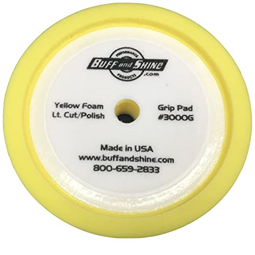 BUFF and SHINE 8" Yellow Recessed Foam Buffing / Compounding Pad