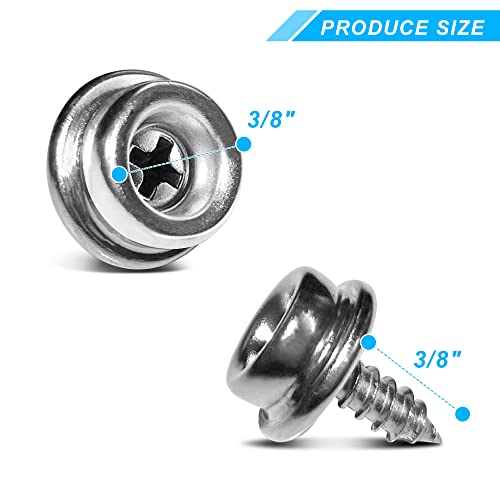 YeeBeny 50PCS Stainless Steel Screw Snaps 3/8" Length