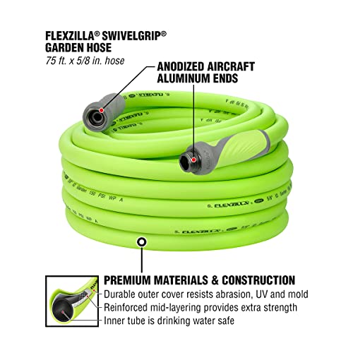 Flexzilla Garden Hose with SwivelGrip, 5/8 in. x 75 ft., Heavy Duty