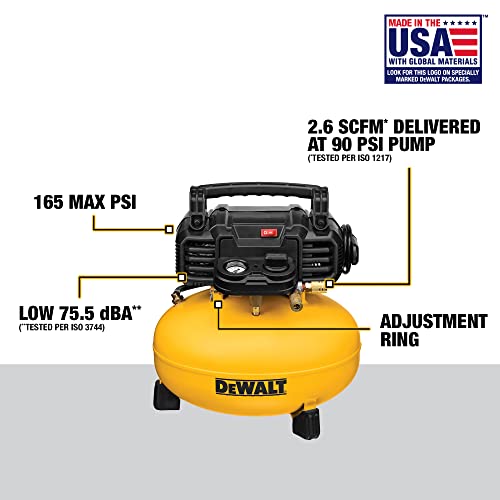 DEWALT Pancake Air Compressor, 6 Gallon, 165 PSI (DWFP55126)