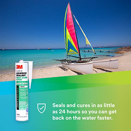 3M TALC Marine Adhesive Sealant Fast Cure 4200 (06560) – Semi-Permanent Flexible Adhesive Sealant for Boats and RVs – White - 1/10 Gallon