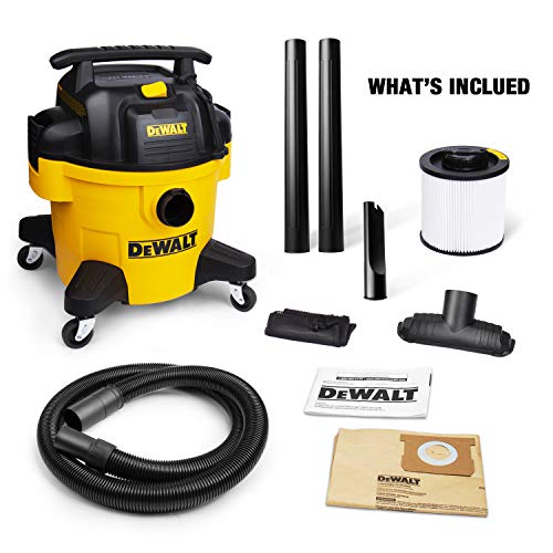 DEWALT DXV06PZ 4 Peak HP, 6 Gallon Poly Wet/Dry Vac, Heavy-Duty Shop Vacuum with Blower Function Yellow+Black