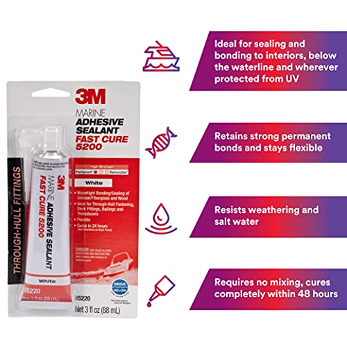 3M Marine Adhesive Sealant Fast Cure 5200 (05220) - 3 fl oz