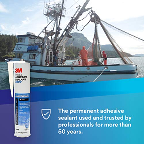 3M TALC 5200 Marine Adhesive Sealant (06504) Permanent Bonding and Sealing for Boats and RVs Above and Below the Waterline Waterproof Repair, Black, 10 fl oz Cartridge
