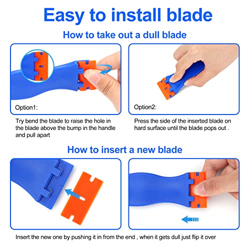 4 Pcs Plastic Razor Blade Scraper - 100 Pcs Blades