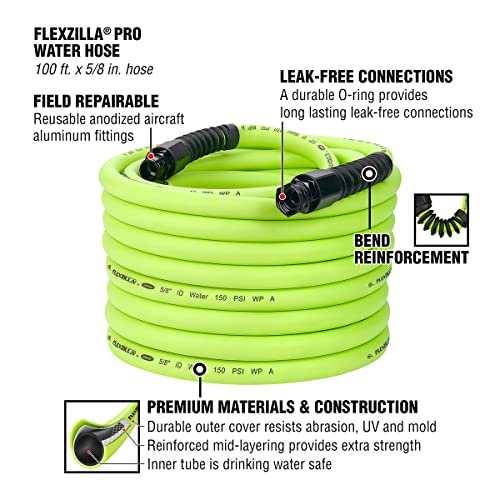 Flexzilla Pro Water Hose, 5/8 in. x 100 ft., Heavy Duty