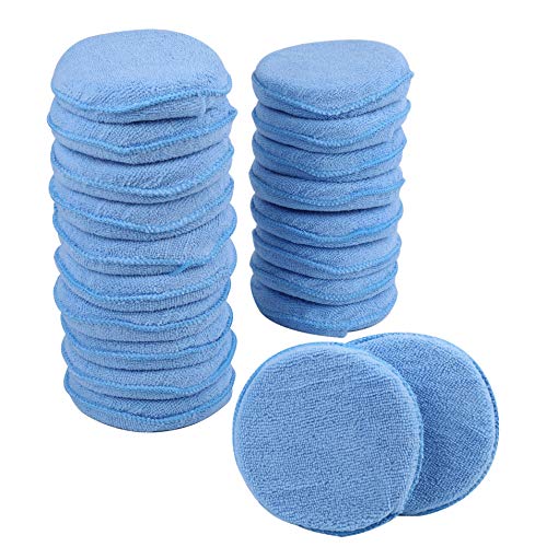 20-Pack Microfiber Wax Applicator Pad for Detailing, Blue