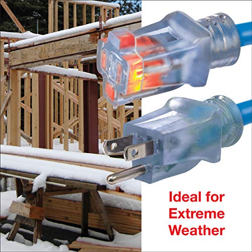 Clear Power 25ft Blue Extreme Cold Weather Extension Cord
