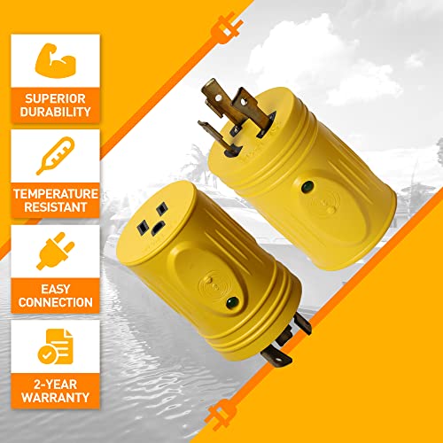 MARVINE 30 Amp to 15 Amp Plug Adapter