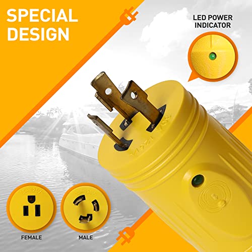 MARVINE 30 Amp to 15 Amp Plug Adapter