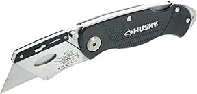 Husky Folding Utility Knife w/ 10 Disposable Blades Included (Colors Vary)