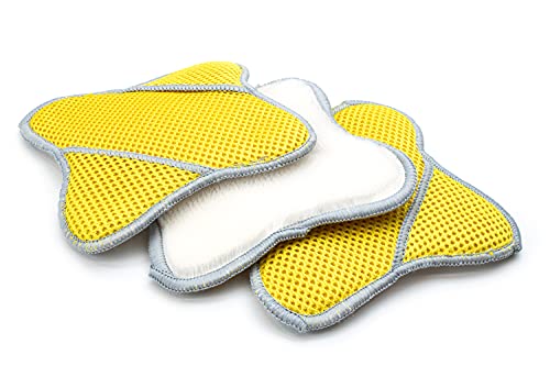 Scrub Ninja - Star Scrubber (7in. x 7in.) White/Gold - 3 Pack for scrubbing Leather, Plastic, Rubber and Vinyl