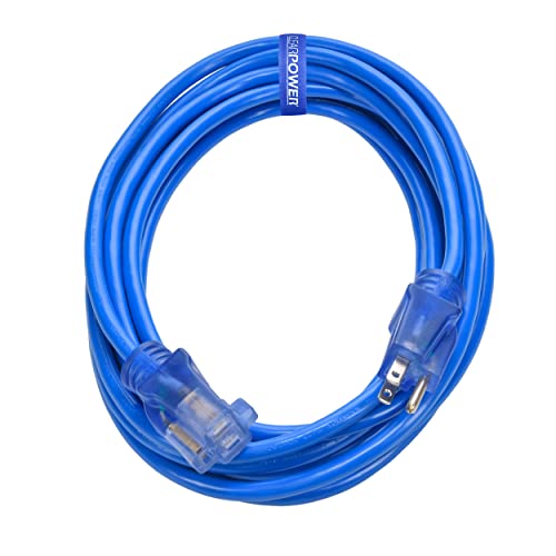 Clear Power 25ft Blue Extreme Cold Weather Extension Cord