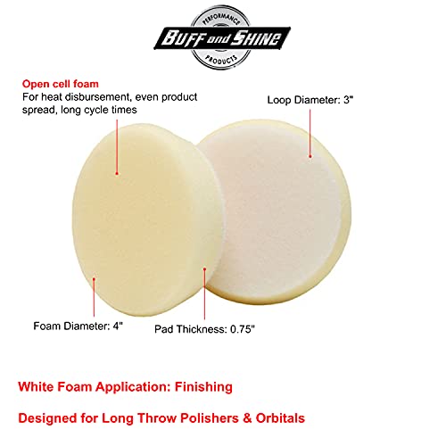 Buff and Shine White Finishing Pad 1, 2, 3, 5 & 6 Inch Pads