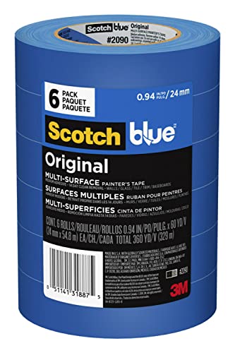ScotchBlue Original Multi-Surface Painter's Tape, 0.94" Width, Blue, 6 Pack