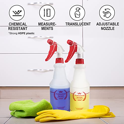 Uineko Plastic Professional Spray Bottle (4 Pack, 24 Oz, All-Purpose)