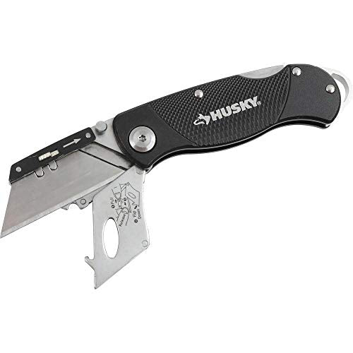 Husky Folding Utility Knife w/ 10 Disposable Blades Included (Colors Vary)