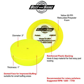 Buff and Shine 3" X 1" Yellow Foam Polish Pad 2-Pack