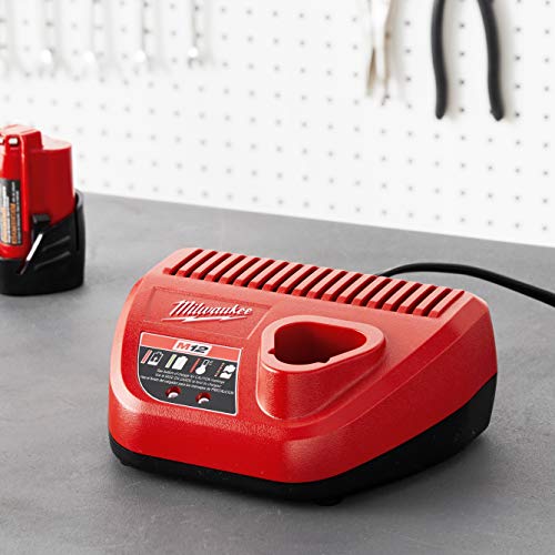 Milwaukee Genuine OEM 48-59-2401 M12 Lithium Ion 12 Volt Battery Charger, Red
