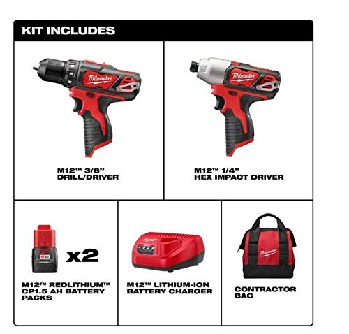 Milwaukee M12 12-Volt Lithium-Ion Cordless Drill Driver/Impact Driver Combo Kit
