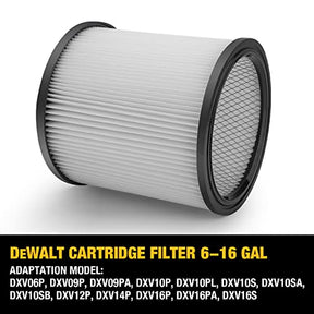 DEWALT DXVC6910 Cartridge Filter Replacement for 6-16 Gallon DEWALT Wet/Dry Vac