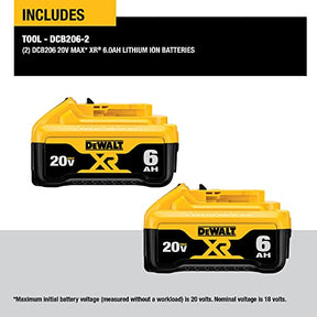 DEWALT 20V MAX Battery, Premium 6.0Ah Double Pack (DCB206-2)