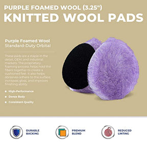 Lake Country Purple Foamed-Wool Buffing and Polishing Pad, 3.5, 5.25, & 6.25 Inch Pads