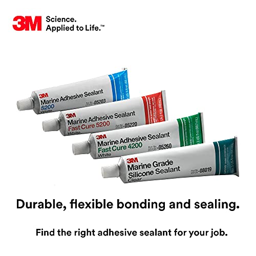 3M Marine Grade Silicone Sealant, 08019, Clear, 3 fl oz Tube