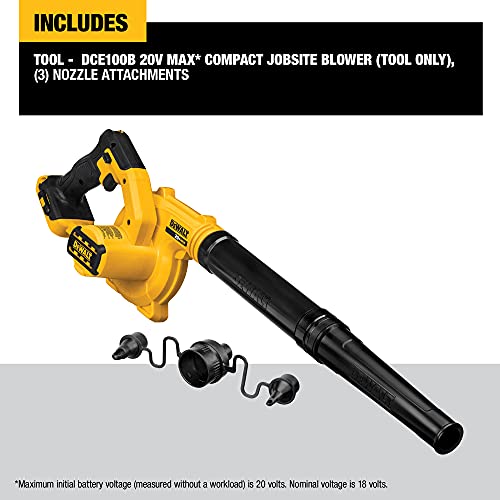 DEWALT 20V MAX* Blower for Jobsite, Compact, Tool Only (DCE100B)