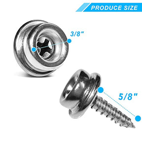 YeeBeny 50PCS Stainless Steel Screw Snaps 5/8" Length