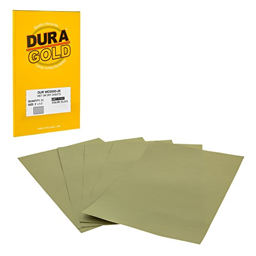 Dura-Gold Premium 80-3,000 Grit Wet/Dry Sandpaper Sheets, 5-1/2" x 9", Box of 25