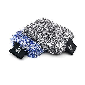 The Rag Company Ultra Wash Mitts, Black, Blue 2-Pack