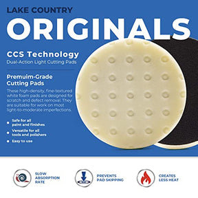 Lake Country CCS White Foam Heavy Polishing Pad, 3.5, 5.5, & 6.5 Inch Pads