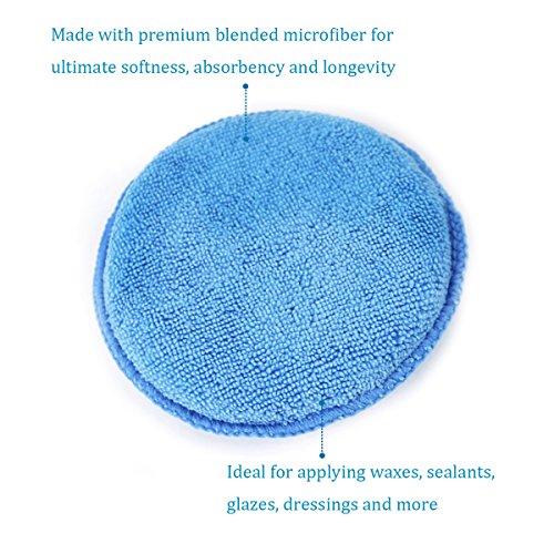 Microfiber Compound & Polish Applicator, Blue, 5" Diameter, Pack of 10