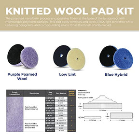 Lake Country Purple Foamed-Wool Buffing and Polishing Pad, 3.5, 5.25, & 6.25 Inch Pads