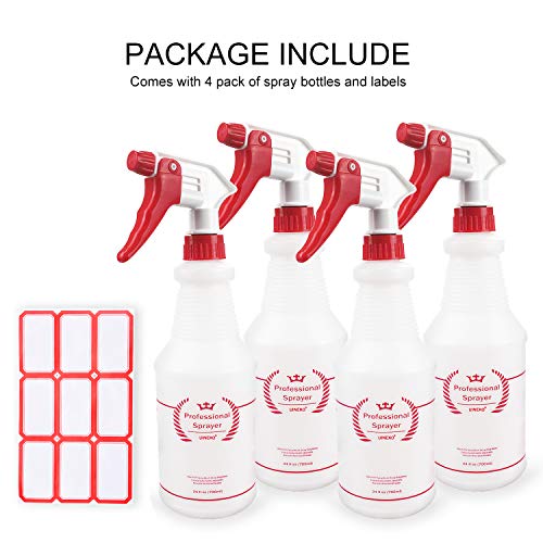 Uineko Plastic Professional Spray Bottle (4 Pack, 24 Oz, All-Purpose)