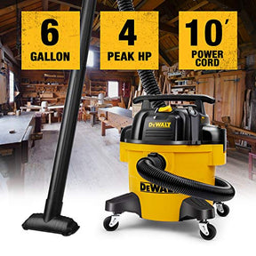 DEWALT DXV06PZ 4 Peak HP, 6 Gallon Poly Wet/Dry Vac, Heavy-Duty Shop Vacuum with Blower Function Yellow+Black