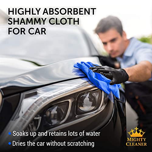 Premium Chamois Cloth for Car - 26”x17”- Blue Car Shammy Towel + Storage  Case