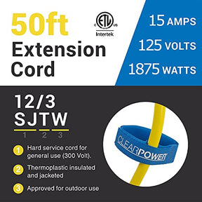 Clear Power 50 ft Heavy Duty Outdoor Extension Cord Yellow