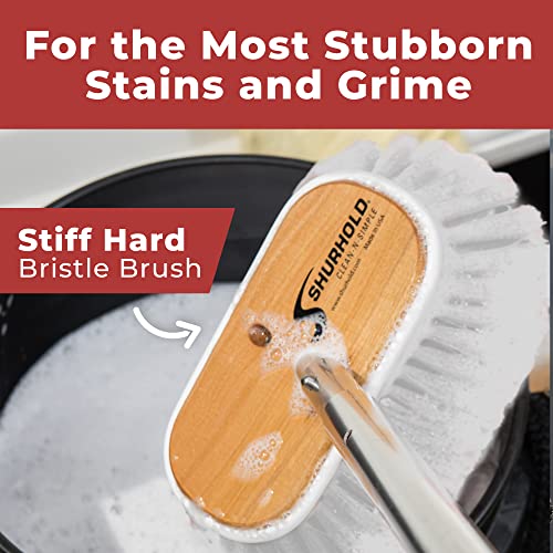 Medium Deck Cleaning Brush with Wooden Handle - Shurhold