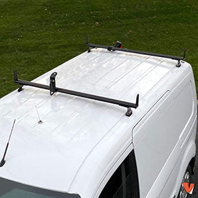 J2000 Aluminum Ladder Roof Rack 2 bar System with Accessories for a 2014-Newer Transit Connect Black