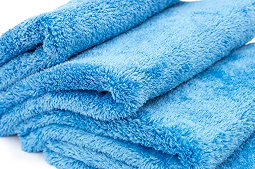 The Rag Company Edgeless Super Plush Microfiber Detailing Towels, 16" x 16", Blue 2-PK