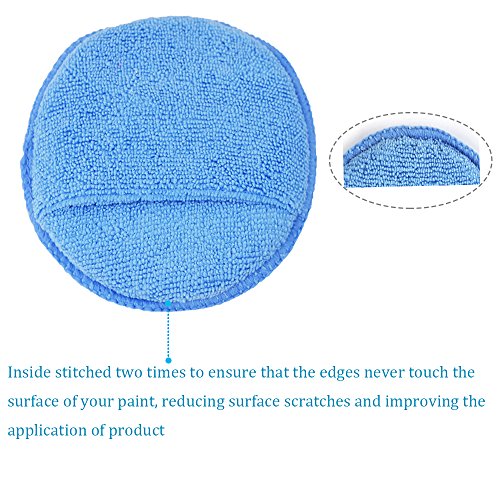 Microfiber Compound & Polish Applicator, Blue, 5" Diameter, Pack of 10