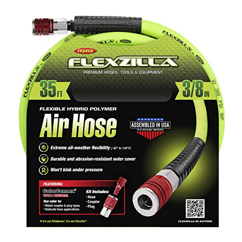 Flexzilla Air Hose with Color Connect Type D Coupler and Plug, 3/8 in. x 35 ft., Heavy Duty
