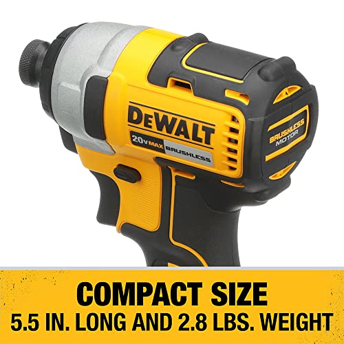 DEWALT 20V MAX* Cordless Impact Driver Kit, Brushless, 1/4-inch (DCF787C2)